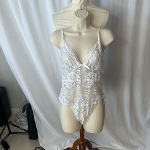 🤍 iCollection White Lace Teddy Bodysuit Lingerie